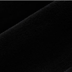 May include: Close-up of a black fabric with a soft, textured surface.