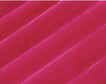 Fuchsia Minky Solid Cuddle 3 by Shannon Fabrics. Soft smooth bright hot pink fabric by the yard. 3mm pile.