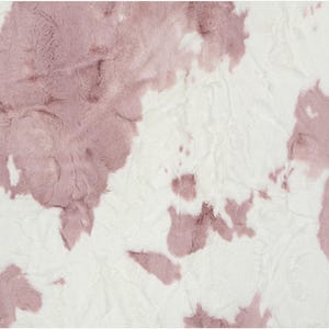 Luxe Cuddle Calf Clararose by Shannon Fabrics. Plush white and pink / mauve cow print faux fur fabric by the yard. 10mm pile.