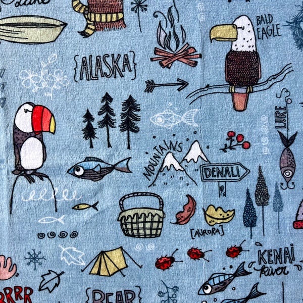 Alaska minky fabric remnant. 18 by 18 inch. Soft AK animal material.