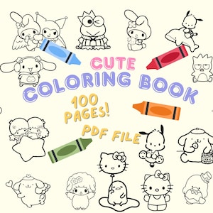 Cute Coloring Book | Kitty, Cinna, Ku romi, Pom pom, and friends