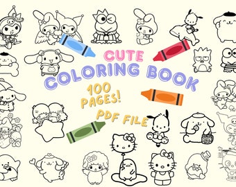 Cute Coloring Book | Kitty, Cinna, Ku romi, Pom pom, and friends
