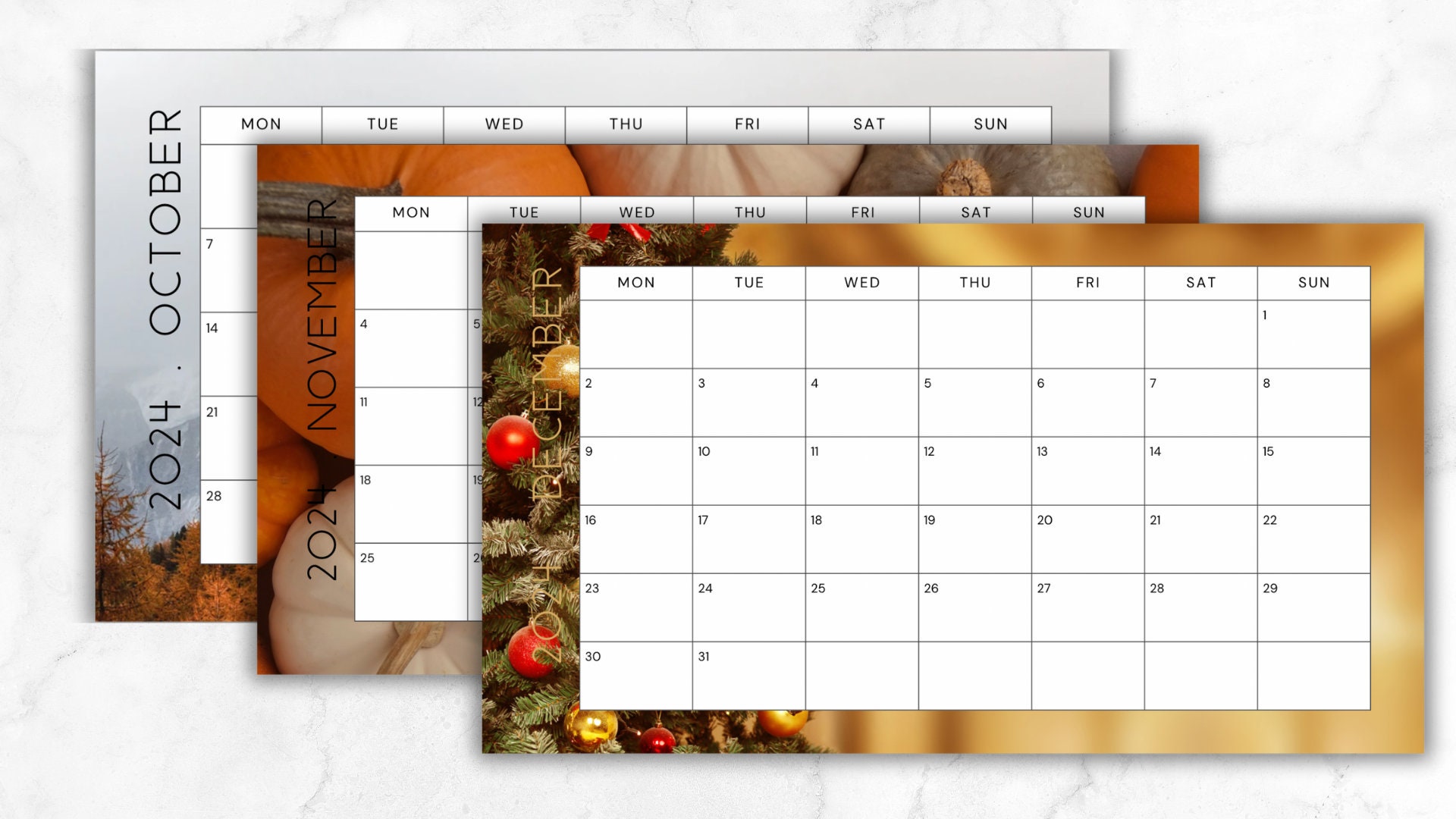 2024 Printable Calendar , Planner Yearly , PDF Digital File Etsy
