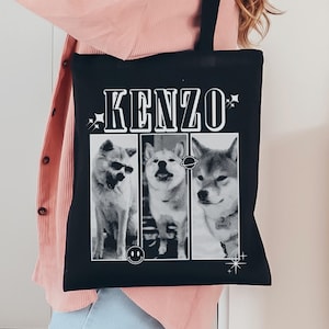 Custom Pet Tote Bag for Pet Lover Personalized Dog Shopping Bag Gift Using Pet Photo & Name Travel Bag Y2K Vintage Cat Tote Bag for Dog Mom