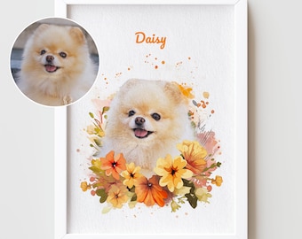Custom pet portrait from photo - Pet illustration, Dog portrait, Cat portrait, Pet memorial gift, Personalized print/gift