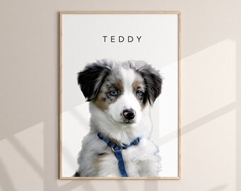 Custom pet portrait from photo - Pet illustration, Dog portrait, Cat portrait, Pet memorial gift, Personalized print/gift