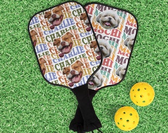 Custom Pet Pickleball Kit + Balls Using Pet Photo + Pet Name Personalized Paddle Set Custom Cat Pickleball Personalised Dog Custom Cat