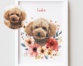 Custom pet portrait from photo - Pet illustration, Dog portrait, Cat portrait, Pet memorial gift, Personalized print/gift