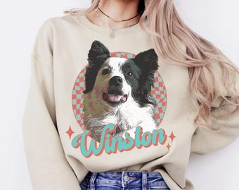 Custom Vintage Pet Unisex Sweatshirt, Pet Photo + Name Custom Personalized Dog, Shirts for Humans, Custom Sweatshirt, 90's Dog Owner Shirt