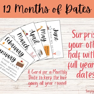 12 Monate Datum- Jahrestag Geschenk- Valentinstag Geschenk für bedeutenden Anderen- Instant Download- Last Minute Geschenk