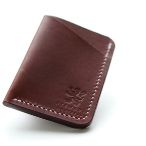 Porta carte di credito in pelle minimalista: pelle pieno fiore premium