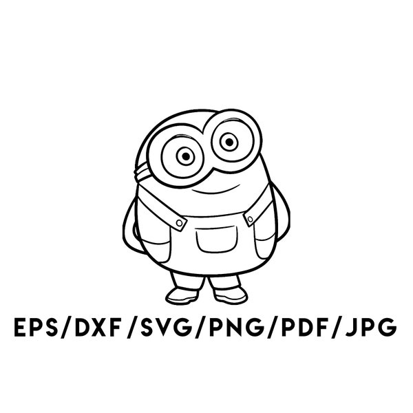 Minion Bob Design Instant Download Svg, Eps, Dxf, Png, Pdf, Jpg digital download