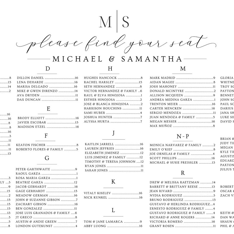 Seating Chart Frame Etsy