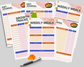 Digital Weekly Meal Planner,Journal Planner, Diet Planner, Weekly Meal Digital Planner ,Editable Weekly Food Journal, Daily Food Journal