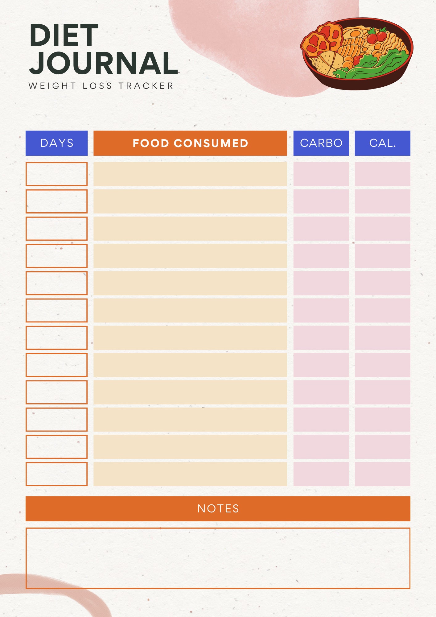 Digital Weekly Meal Planner journal Planner Diet Planner Weekly Meal Digital weekly meal planner journal planner diet planner weekly meal