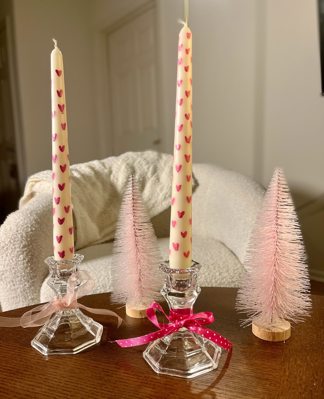 Two Heart Taper Candles Etsy