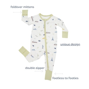 The Traveler Baby Footie Double Zipper Pajama | boy girl neutral | bamboo pajama