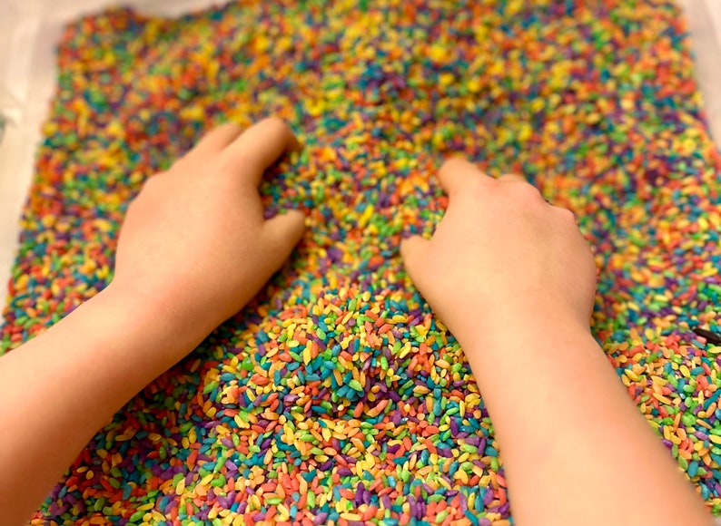 Rainbow Rice, Sensory Bin Filler, Colored Rice, Sensory Play, Bright