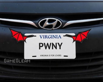 License Plate Bat Wings Pair [Pick your colors, Holographic 6.5" wide] - Fits cars or motorcycles - A magical fantasy gift for him or her