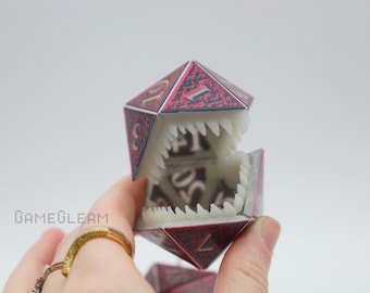 Mimic D20-autodobbelsteen: zwart/rood holografisch DnD-accessoire