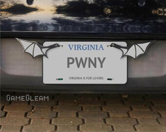 License Plate Bat Wings Pair [Silver, 6.5" wide wingspan] - Fits cars or motorcycles - A magical fantasy gift for him or her