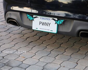 License Plate Bat Wings Pair [Teal, 6.5" wide wingspan] - Fits cars or motorcycles - A magical fantasy gift for him or her