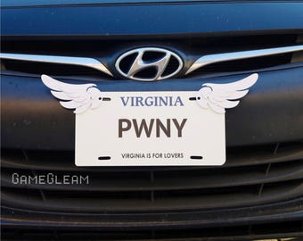 License Plate Angel Wings Pair [Pick your color, Holographic 5&quot; wide] - Fit car or motorcycle - A magical fantasy gift for him or her