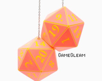 Custom D20 Car Dice, DnD Gamer Gift, Fantasy Fan Charm (2" Charms)