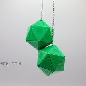 D20 Car Dice: Green Holographic Shamrock Charms - St. Patrick&#39;s Day