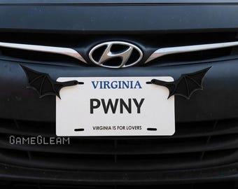 License Plate Bat Wings Pair [Black, 6.5" wide wingspan] - Fits cars or motorcycles - A magical fantasy gift for him or her
