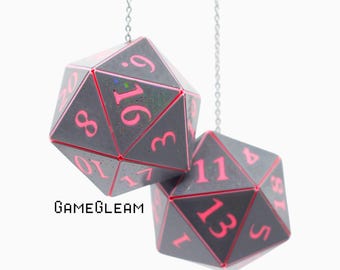 Custom D20 Car Dice, DnD Gamer Gift, Fantasy Fan Charm (2" Charms)