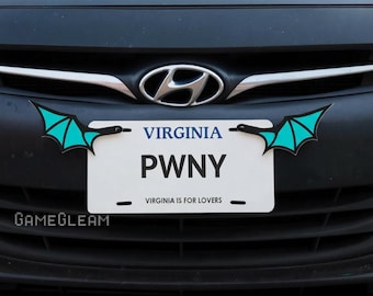 License Plate Bat Wings Pair [Teal, 6.5" wide wingspan] - Fits cars or motorcycles - A magical fantasy gift for him or her
