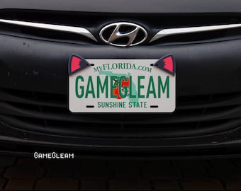 Furry Cat Ears for License Plate [Pick your color pair, Holographic 2.75" wide] - Fits cars or motorcycles - A magical gift for him or her