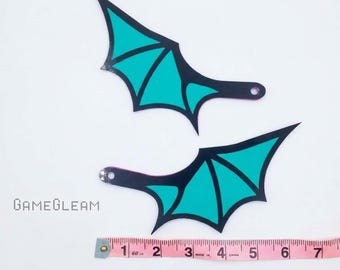 License Plate Bat Wings Pair [Teal, 6.5" wide wingspan] - Fits cars or motorcycles - A magical fantasy gift for him or her