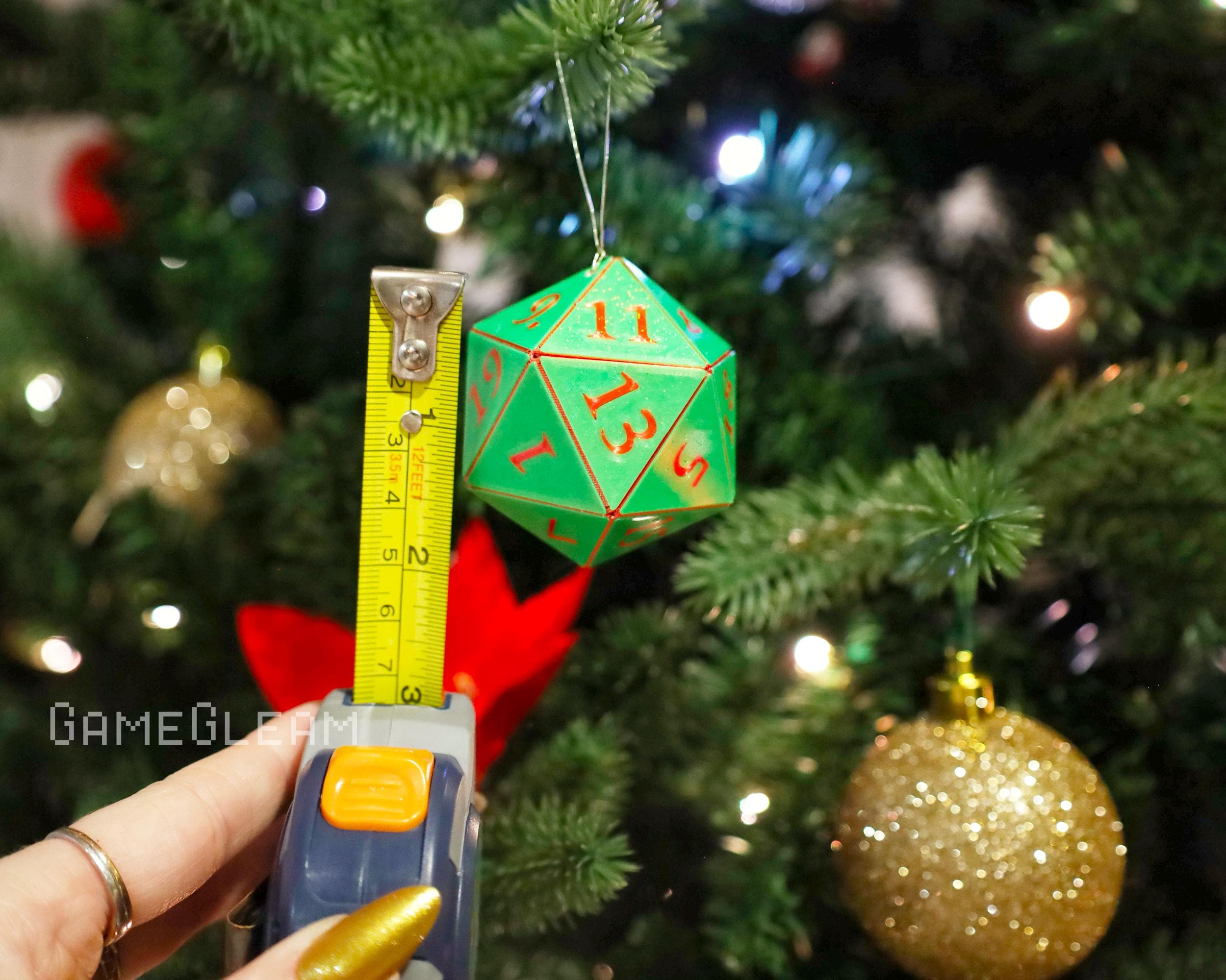 D20 Ornament [Pick your colors, 2&quot; Holographic] - Hanging DnD charm dangler - A magical Christmas tree holiday season gift for him or her