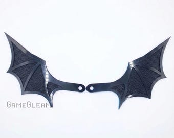 License Plate Bat Wings Pair [Black, 6.5" wide wingspan] - Fits cars or motorcycles - A magical fantasy gift for him or her