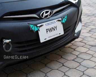 License Plate Bat Wings Pair [Teal, 6.5" wide wingspan] - Fits cars or motorcycles - A magical fantasy gift for him or her