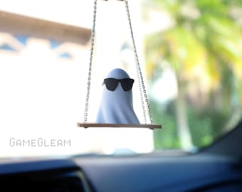 Zonnebril Ghost Car Mirror Charm: Spooky Halloween Dangler