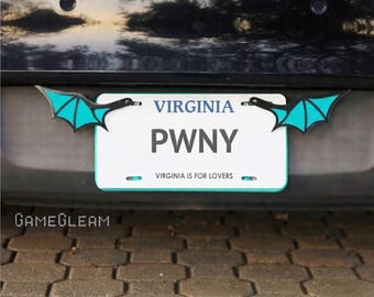 License Plate Bat Wings Pair [Teal, 6.5" wide wingspan] - Fits cars or motorcycles - A magical fantasy gift for him or her