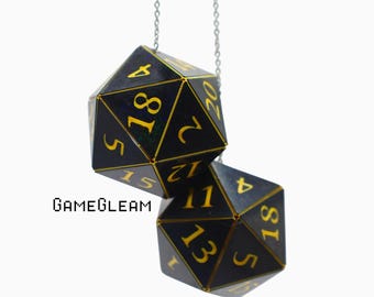 D20 Car Dice [Pick your colors, custom 2" charms] - DnD hanging car accessories for fantasy fans and DMs - A magical and custom gamer gift
