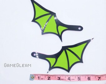 License Plate Bat Wings Pair [Lime Green, 6.5" wide wingspan] - Fits cars or motorcycles - A magical fantasy gift for him or her