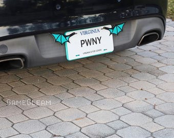 License Plate Bat Wings Pair [Teal, 6.5" wide wingspan] - Fits cars or motorcycles - A magical fantasy gift for him or her