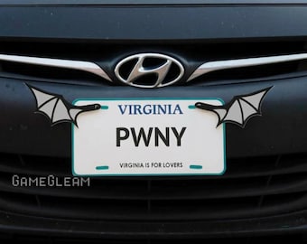 License Plate Bat Wings Pair [Silver, 6.5" wide wingspan] - Fits cars or motorcycles - A magical fantasy gift for him or her