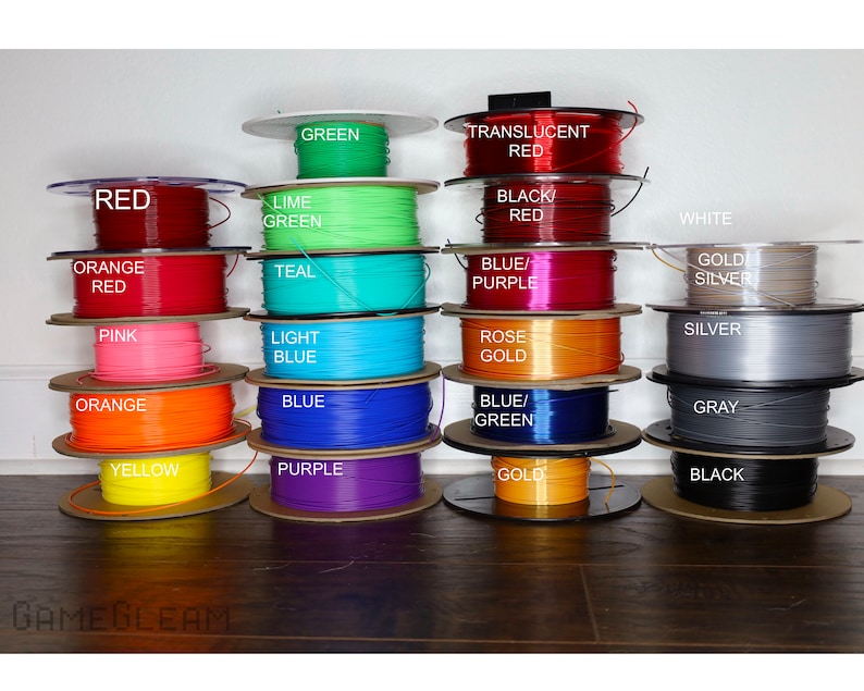 A list of all filament colors available for buyers to choose from.