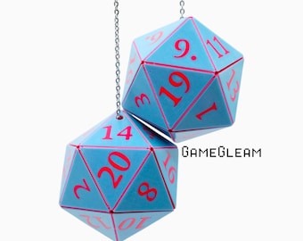 Custom D20 Car Dice, DnD Gamer Gift, Fantasy Accessories (2" Charms)