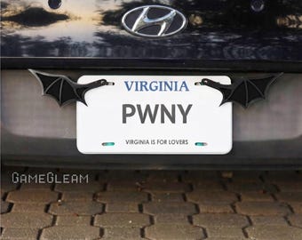 License Plate Bat Wings Pair [Black, 6.5" wide wingspan] - Fits cars or motorcycles - A magical fantasy gift for him or her