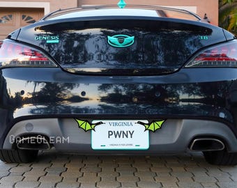 License Plate Bat Wings Pair [Lime Green, 6.5" wide wingspan] - Fits cars or motorcycles - A magical fantasy gift for him or her