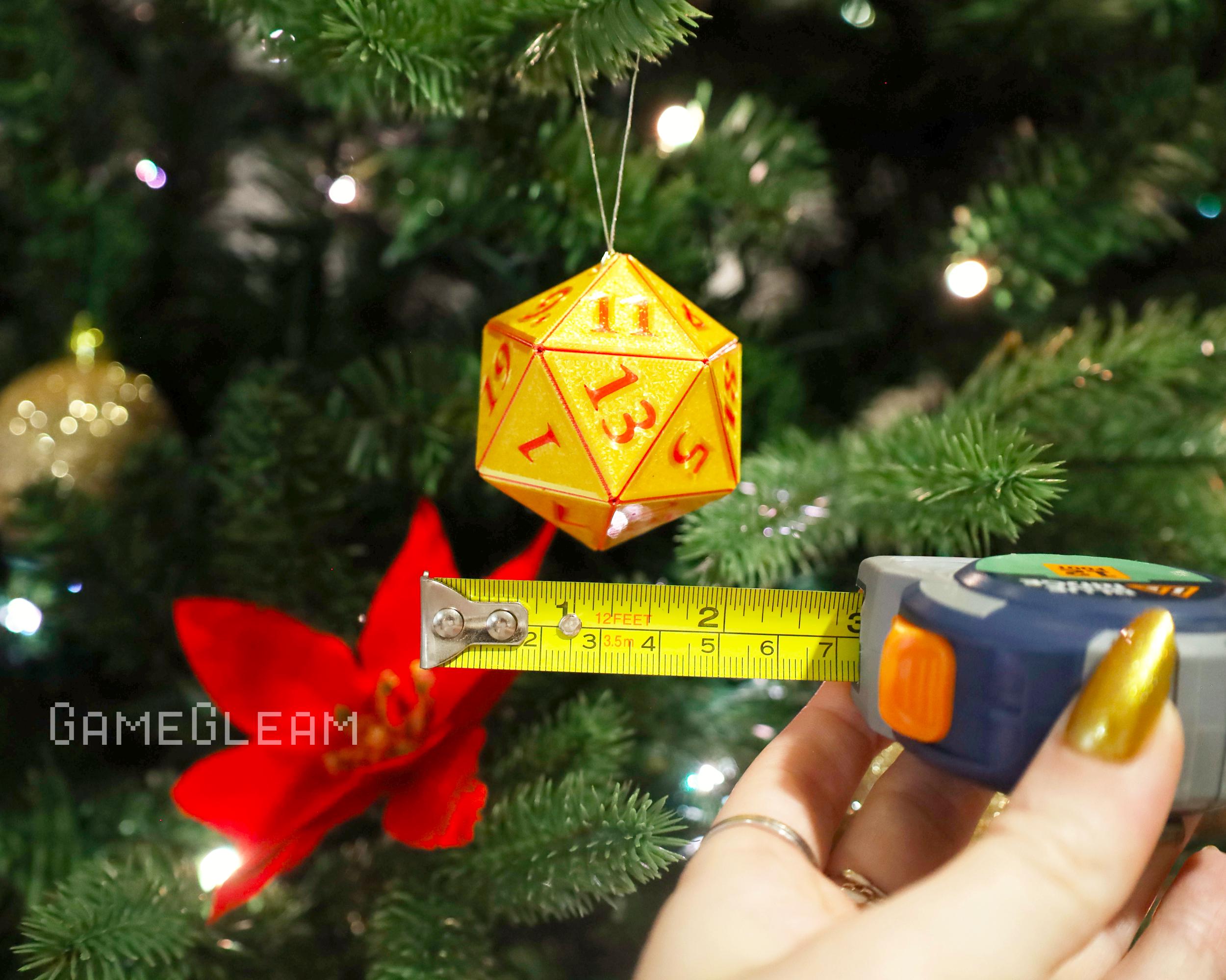 D20 Ornament [Pick your colors, 2&quot; Holographic] - Hanging DnD charm dangler - A magical Christmas tree holiday season gift for him or her