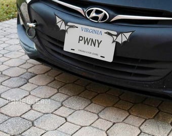 License Plate Bat Wings Pair [Silver, 6.5" wide wingspan] - Fits cars or motorcycles - A magical fantasy gift for him or her