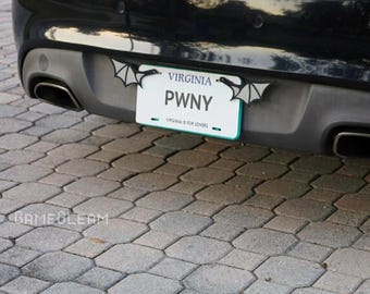 License Plate Bat Wings Pair [Silver, 6.5" wide wingspan] - Fits cars or motorcycles - A magical fantasy gift for him or her